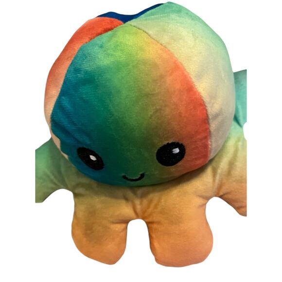 Tee Turtle 6" Reversible Moody Octopus Plush Blue & Pink With Happy & Sad Face - Picture 3 of 3